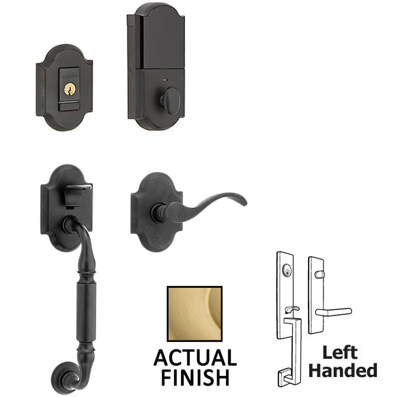 Baldwin Evolved Sectional Single Cylinder Bluetooth Handleset With Left Handed Interior Lever in PVD Lifetime Satin Brass
