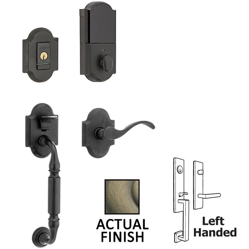 Baldwin Evolved Sectional Single Cylinder Bluetooth Handleset With Left Handed Interior Lever in Satin Brass & Black