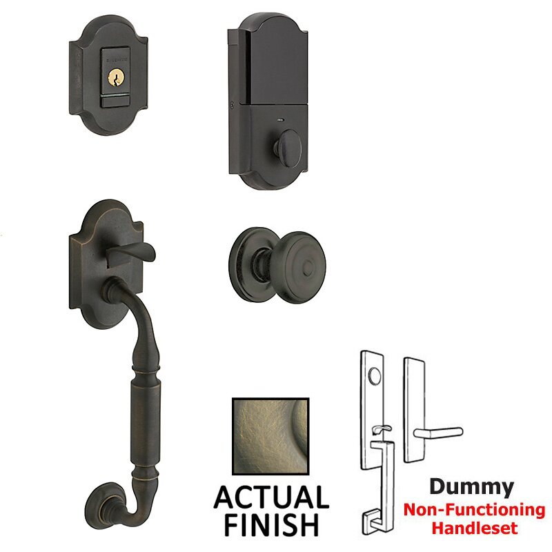 Baldwin Evolved Sectional Full Dummy Handleset With Right Handed Interior Lever in Satin Brass & Black