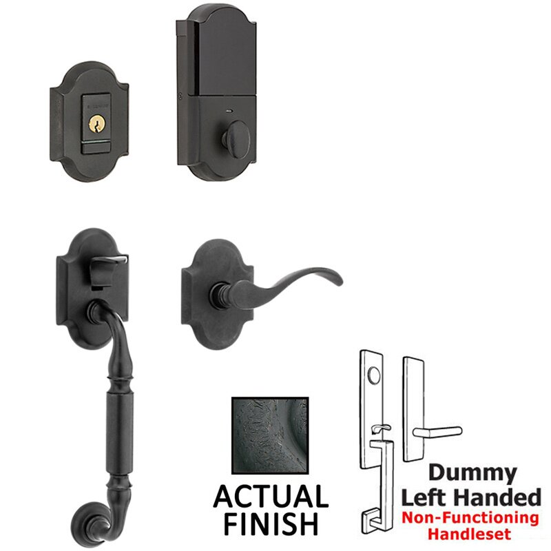 Baldwin Evolved Sectional Full Dummy Handleset With Left Handed Interior Lever in Distressed Oil Rubbed Bronze