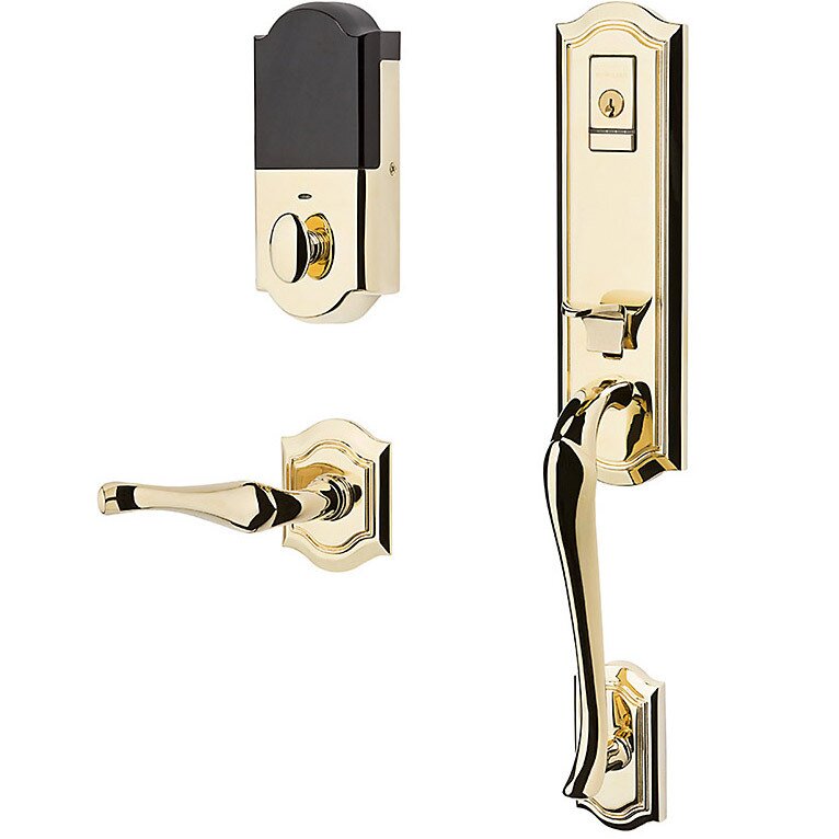 Baldwin Evolved Full Dummy Handleset With Right Handed Interior Lever in Lifetime Pvd Polished Brass