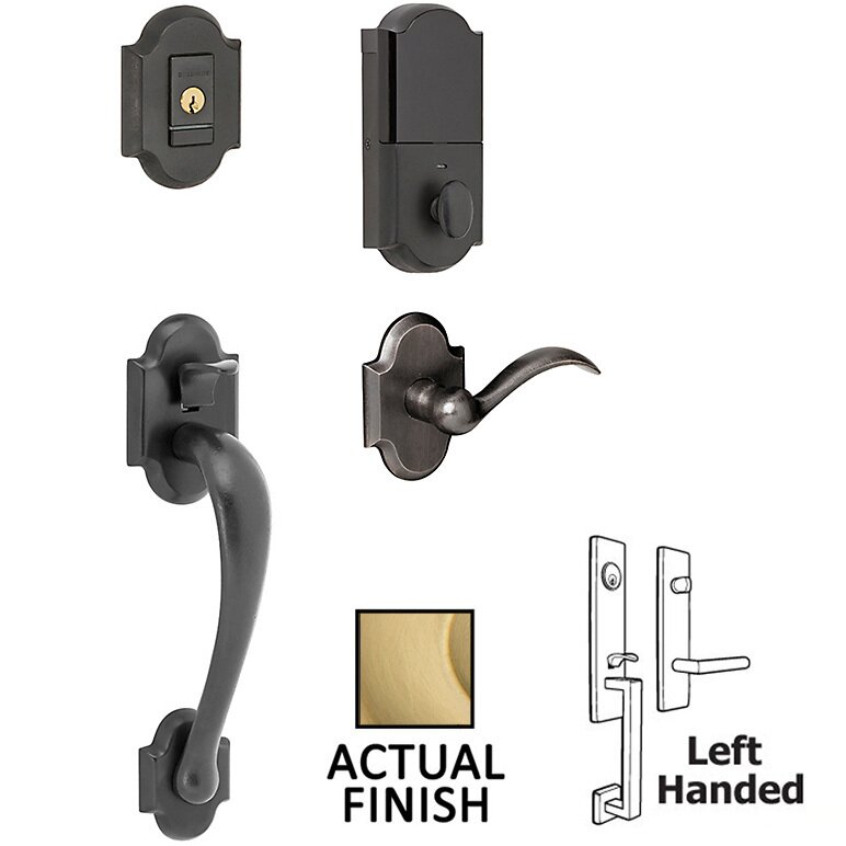 Baldwin Evolved Sectional Single Cylinder Bluetooth Handleset With Left Handed Interior Lever in PVD Lifetime Satin Brass