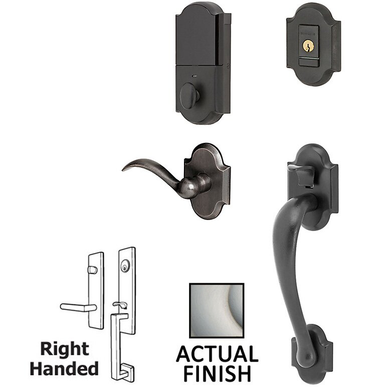Baldwin Evolved Sectional Single Cylinder Bluetooth Handleset With Right Handed Interior Lever in Lifetime Pvd Satin Nickel