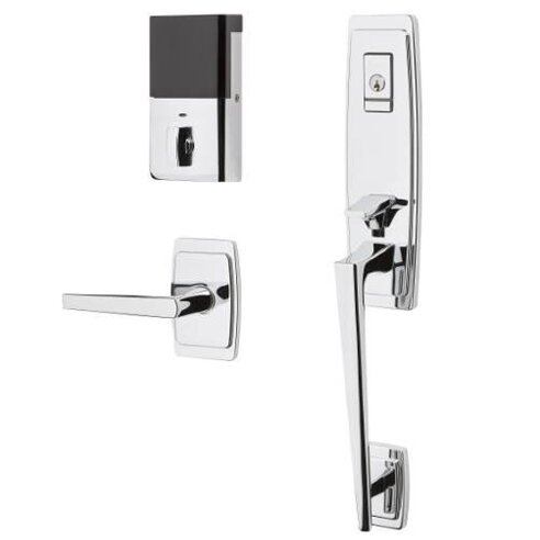 Baldwin Evolved Single Cylinder Bluetooth Handleset With Right Handed Interior Lever in Polished Chrome