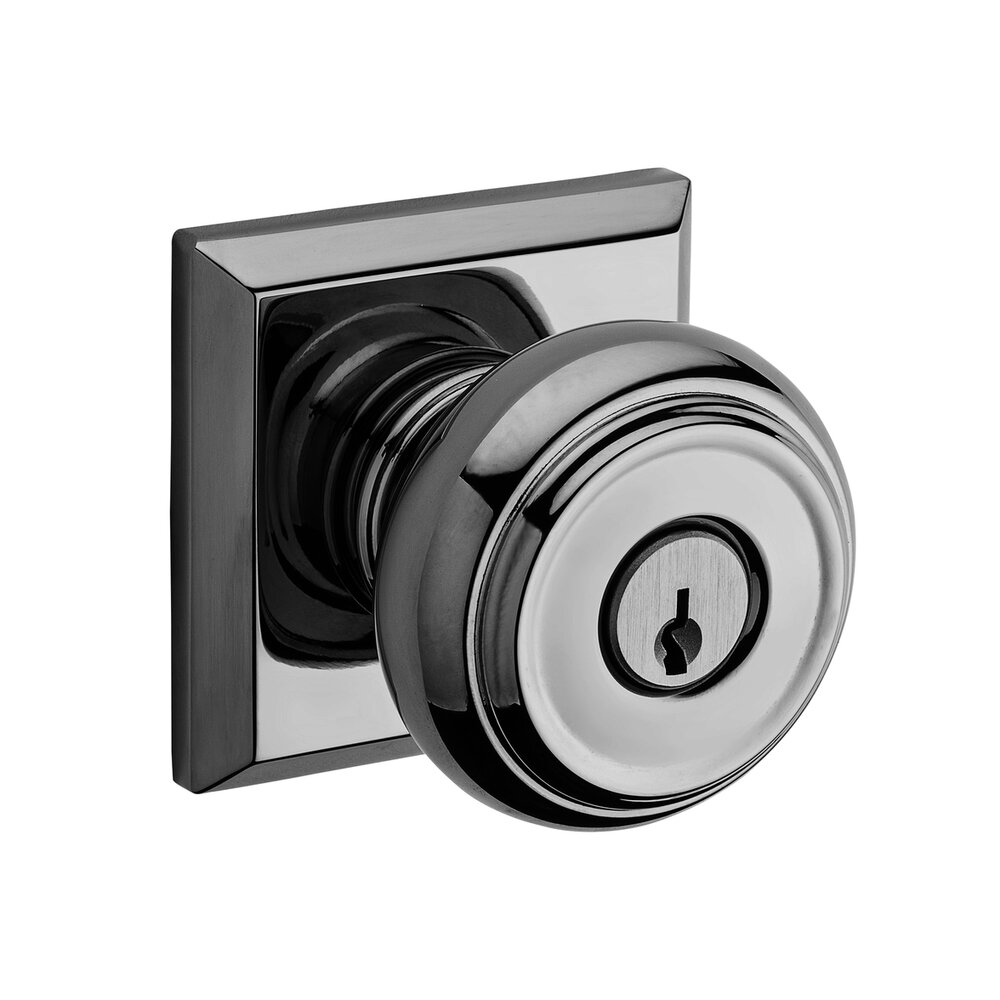 Baldwin Keyed Entry Door Knob with Square Rose in Polished Chrome