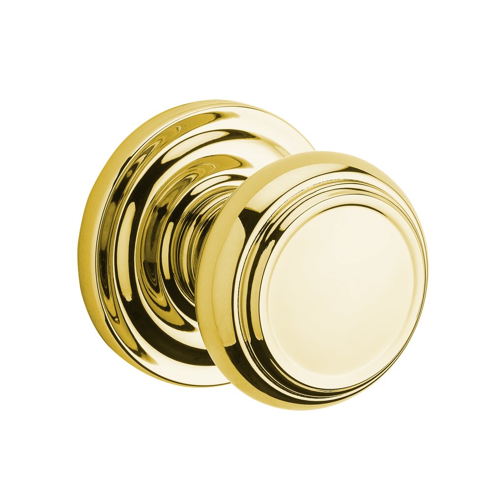Baldwin Full Dummy Door Knob with Round Rose in Polished Brass