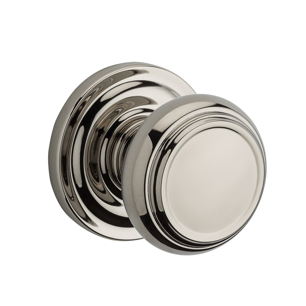Baldwin Single Dummy Door Knob with Round Rose in Lifetime Pvd Polished Nickel
