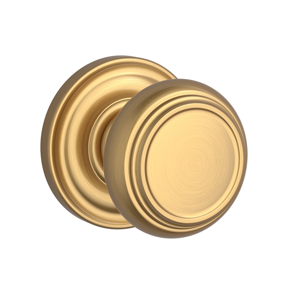 Baldwin Privacy Door Knob with Round Rose in PVD Lifetime Satin Brass