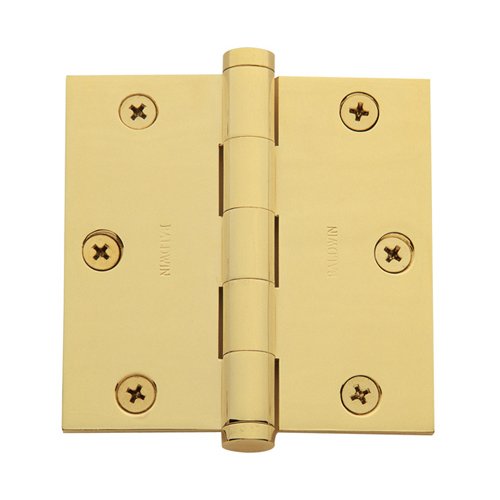 Baldwin 3 1/2" x 3 1/2" Square Corner Door Hinge in Lifetime PVD Polished Brass (Sold Individually)