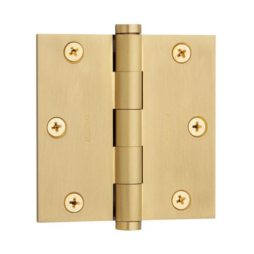 Baldwin 3 1/2" x 3 1/2" Square Corner Door Hinge in PVD Lifetime Satin Brass (Sold Individually)