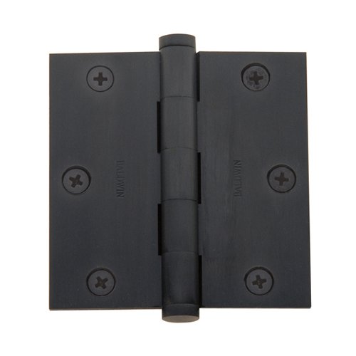 Baldwin 3 1/2" x 3 1/2" Square Corner Door Hinge with Non Removable Pin in Oil Rubbed Bronze (Sold Individually)