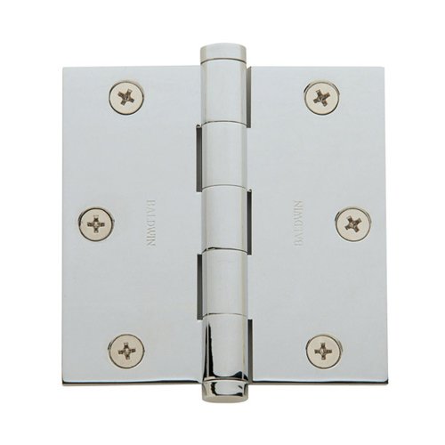 Baldwin 3 1/2" x 3 1/2" Square Corner Door Hinge with Non Removable Pin in Polished Chrome (Sold Individually)