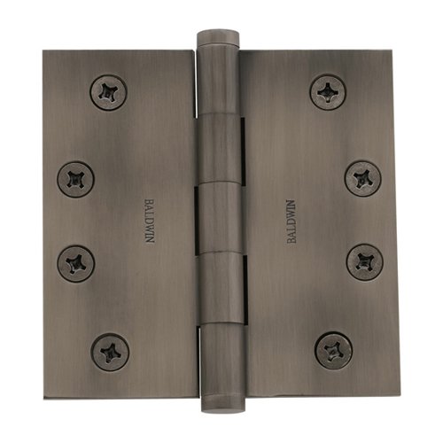 Baldwin 4" x 4" Square Corner Door Hinge with Non Removable Pin in PVD Graphite Nickel (Sold Individually)