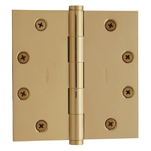 Baldwin 4 1/2" x 4 1/2" Square Corner Door Hinge with Non Removable Pin in Unlacquered Brass (Sold Individually)