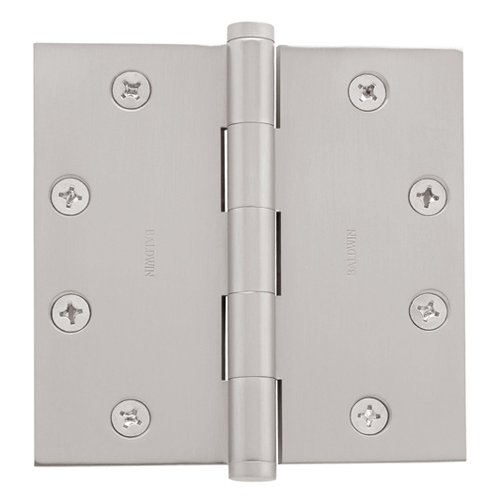Baldwin 4 1/2" x 4 1/2" Square Corner Door Hinge with Non Removable Pin in Lifetime PVD Satin Nickel (Sold Individually)