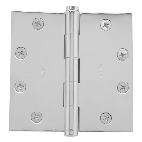 Baldwin 4 1/2" x 4 1/2" Square Corner Door Hinge with Non Removable Pin in Polished Chrome (Sold Individually)