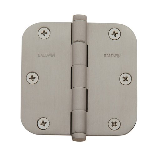 Baldwin 3 1/2" x 3 1/2" 5/8" Radius Door Hinge in Lifetime PVD Satin Nickel (Sold Individually)
