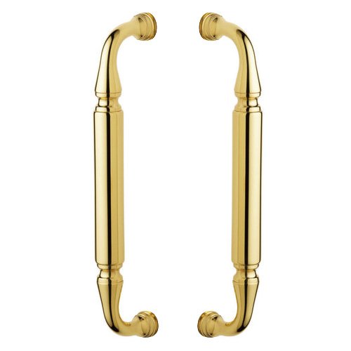 Baldwin 10" Centers Back to Back Surface Mounted Hollow Metal Door Pull in Lifetime PVD Polished Brass