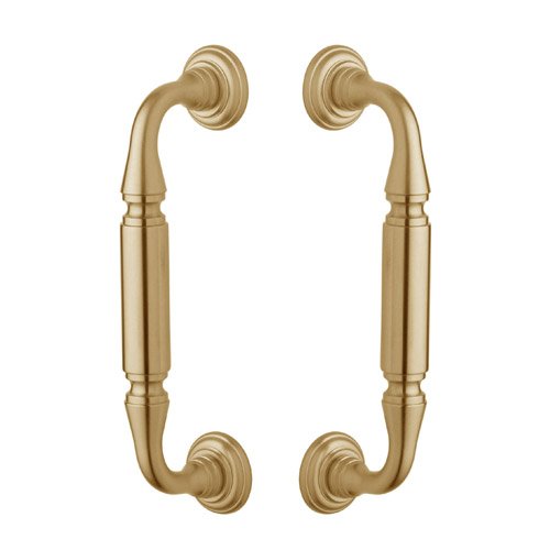 Baldwin 8" Centers Back to Back Glass Door Pull with Rosettes in Satin Brass