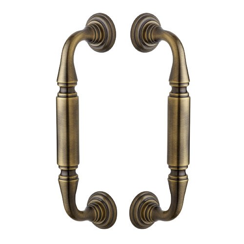 Baldwin 8" Centers Back to Back Door Pull with Rosettes in Satin Brass & Black