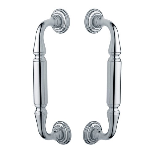 Baldwin 8" Centers Back to Back Door Pull with Rosettes in Polished Chrome