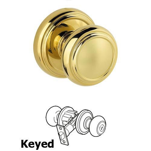 Baldwin Keyed Alcott Door Knob in Polished Brass
