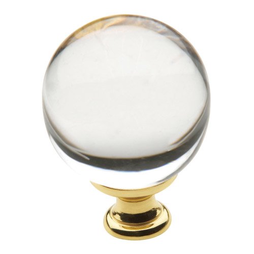 Baldwin 1 3/8" Diameter Round Crystal Knob in Polished Brass