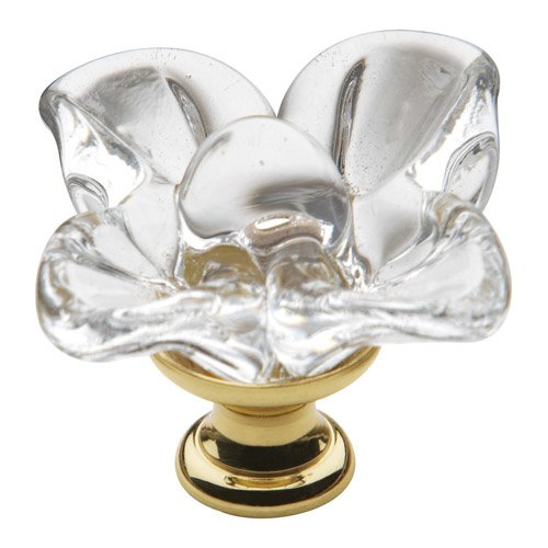 Baldwin 1 3/8" Diameter Flower Crystal Knob in Polished Brass