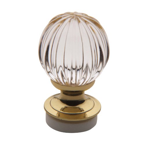 Baldwin 1 3/16" Diameter Melon Crystal Knob with Large Base in Polished Brass