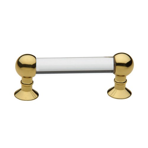 Baldwin 3" Centers Crystal Handle in Polished Brass