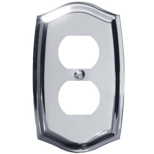 Baldwin Single Duplex Outlet Colonial Switchplate in Polished Chrome