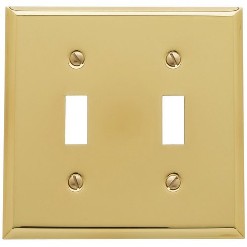 Baldwin Double Toggle Beveled Edge Switchplate in Polished Brass
