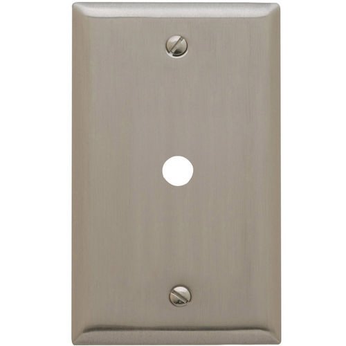 Baldwin Single Cable Cover Beveled Edge Switchplate in Satin Nickel