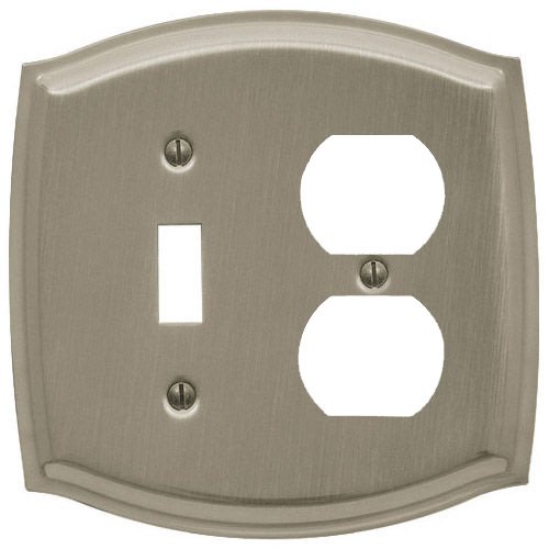 Baldwin Single Toggle/Single Outlet Combination Colonial Switchplate in Satin Nickel