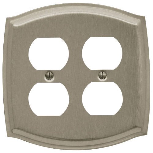 Baldwin Double Duplex Outlet Colonial Switchplate in Satin Nickel