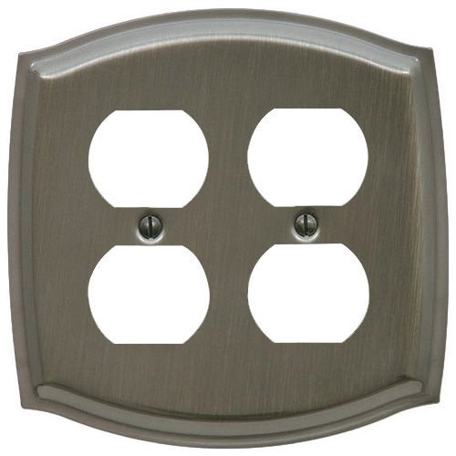 Baldwin Double Duplex Outlet Colonial Switchplate in Antique Nickel