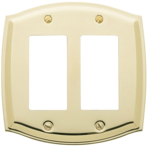 Baldwin Double GFI/Rocker Colonial Switchplate in Polished Brass