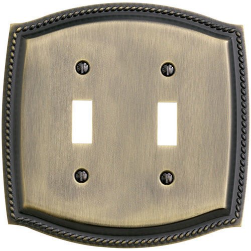 Baldwin Double Toggle Rope Switchplate in Satin Brass & Black