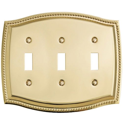 Baldwin Triple Toggle Rope Switchplate in Polished Brass