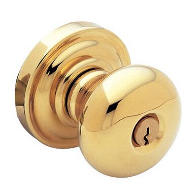 Baldwin Keyed Entry Door Knob with Rose in Unlacquered Brass