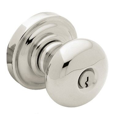 Baldwin Keyed Entry Door Knob with Rose in Lifetime PVD Polished Nickel
