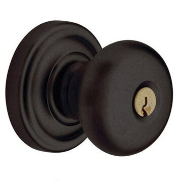 Baldwin Keyed Entry Door Knob with Rose in Distressed Oil Rubbed Bronze