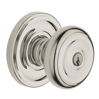 Baldwin Keyed Entry Door Knob with Classic Rose in Lifetime PVD Polished Nickel