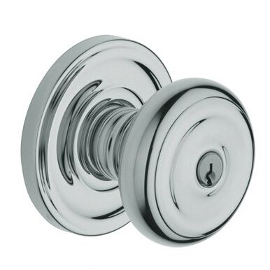 Baldwin Keyed Entry Door Knob with Classic Rose in Polished Chrome