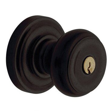 Baldwin Keyed Entry Door Knob with Classic Rose in Distressed Oil Rubbed Bronze