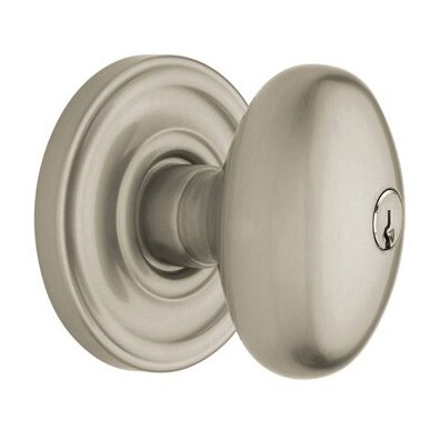 Baldwin Keyed Entry Door Knob with Classic Rose in Lifetime PVD Satin Nickel