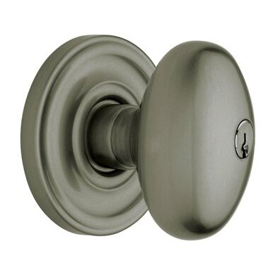 Baldwin Keyed Entry Door Knob with Classic Rose in PVD Graphite Nickel
