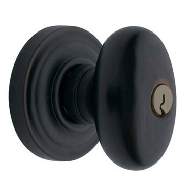 Baldwin Keyed Entry Door Knob with Classic Rose in Satin Black