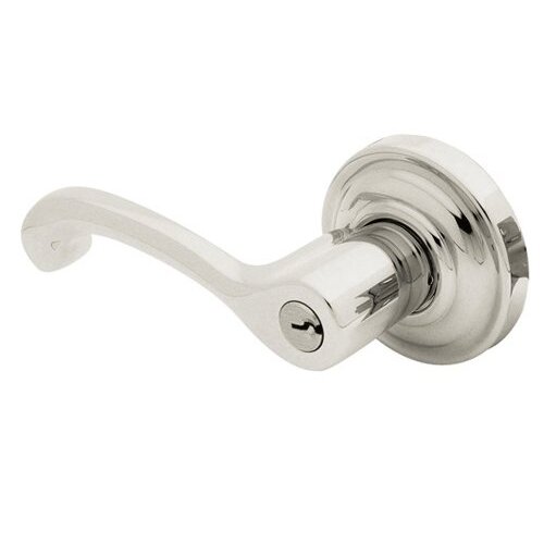 Baldwin Left Handed Keyed Entry Door Lever with Rose in Lifetime PVD Polished Nickel