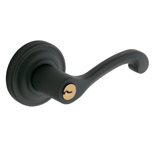 Baldwin Right Handed Keyed Entry Door Lever with Rose in Satin Black